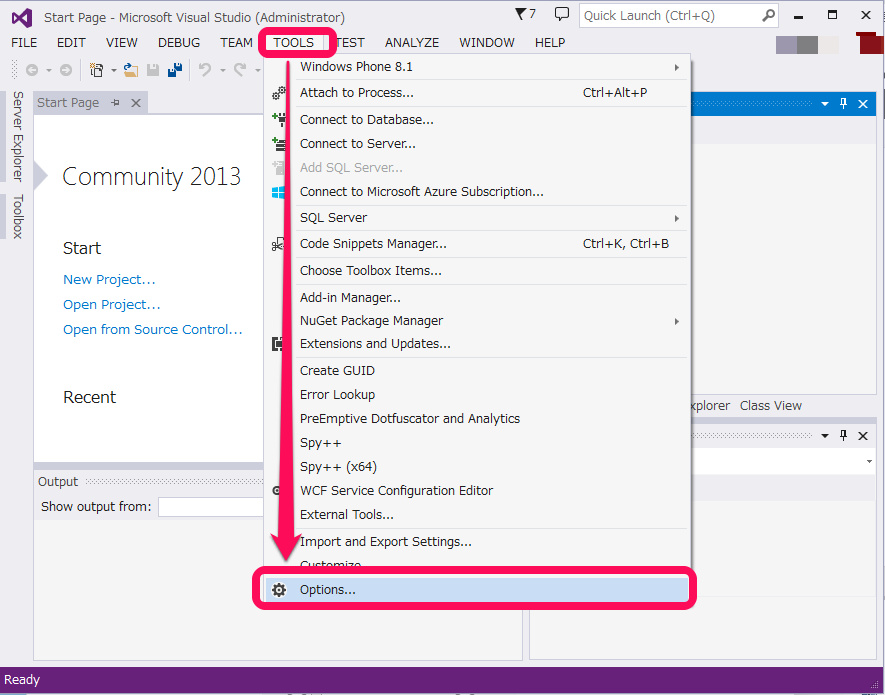 Visual Studioのオプション